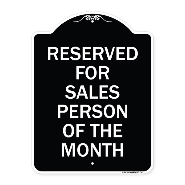 Reserved for Salesperson of Month Heavy-Gauge Aluminum Architectural Sign, 24" x 18", BW-1824-23174
